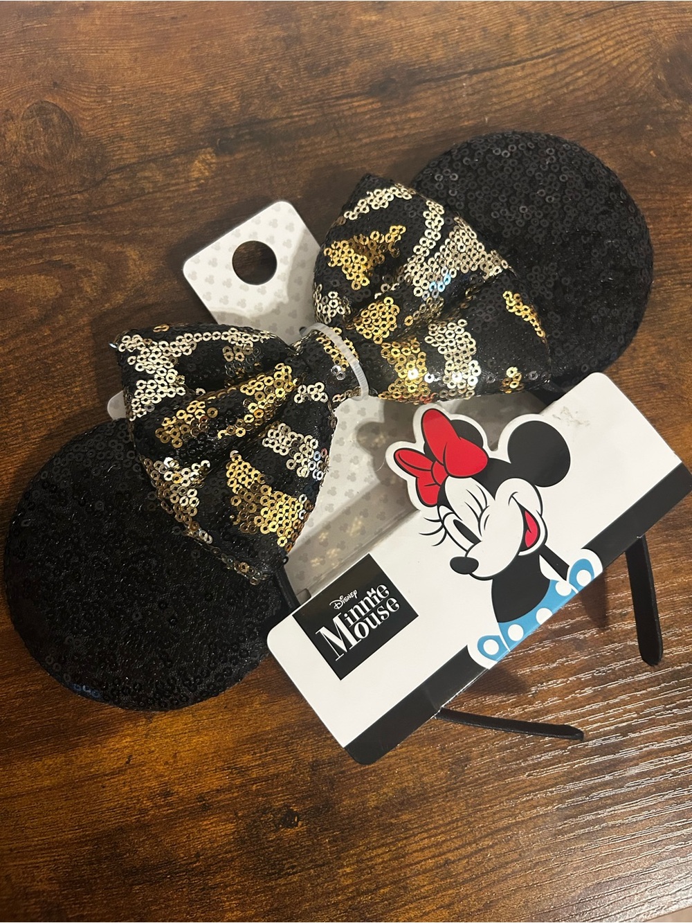 Disney Black and Gold Sequin Minnie Ear Headband